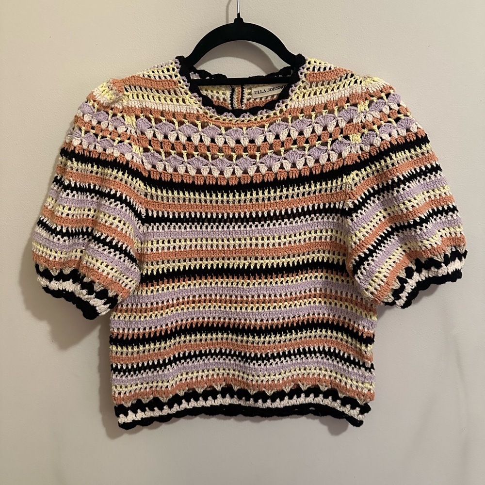 Ulla Johnson Pastel Crochet Knit Top